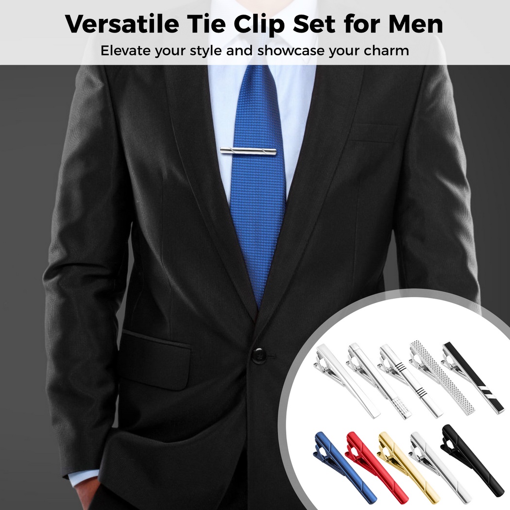 10Pcs Tie Clips Tie Clip Set F - огляд і ціна Tie Bar Set Gift