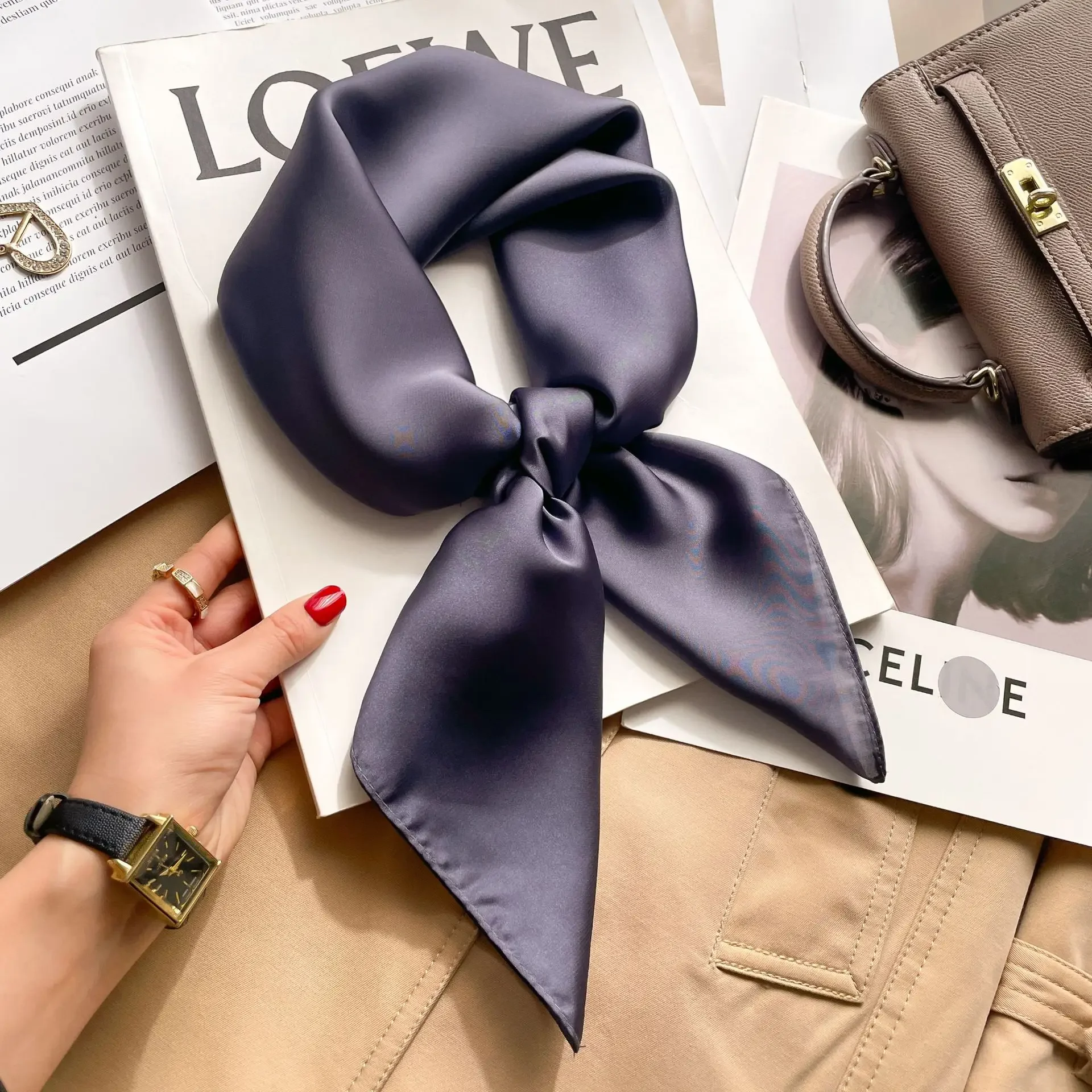 70cm Solid Colors Neckerchief  - огляд і ціна Silk Neck Scarf