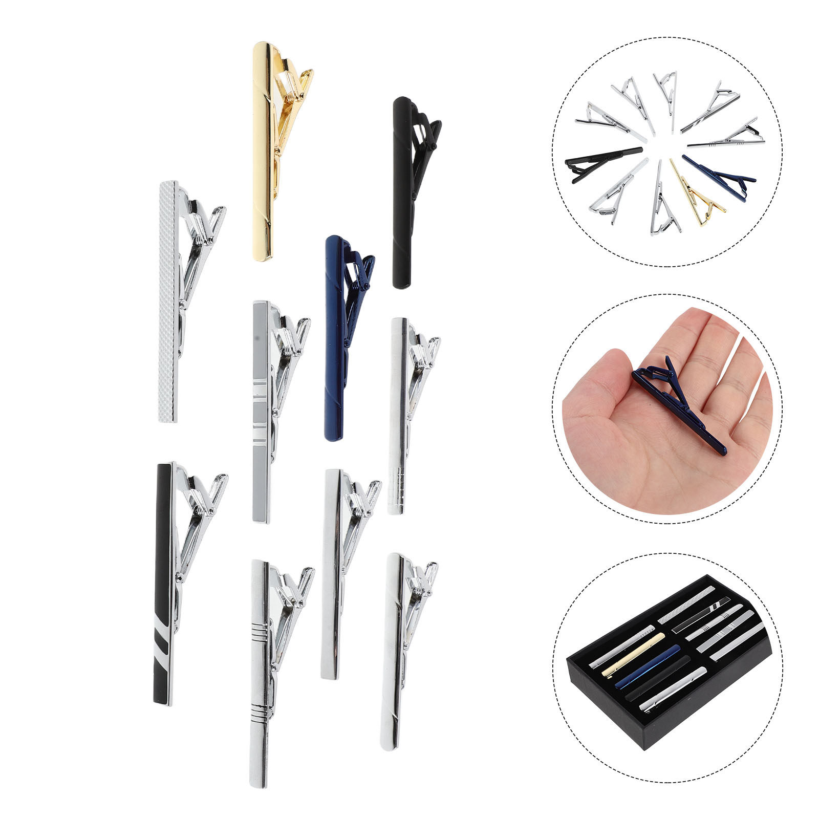 10Pcs Tie Clip Set for Men Bus - огляд і ціна Tie Bar Set Gift