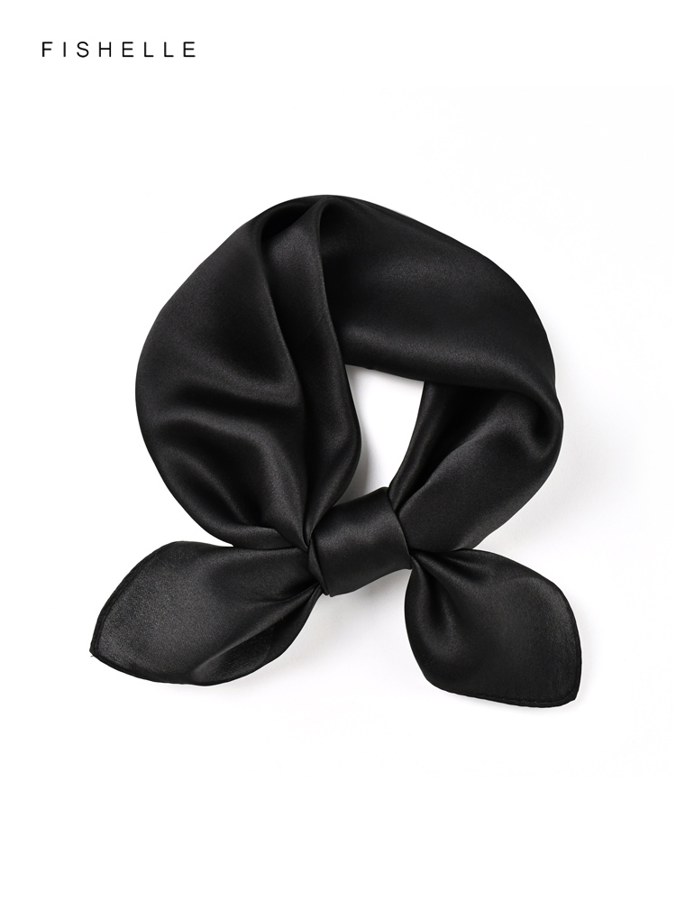 Solid color black pure silk sc - огляд і ціна Scarf Silk Square