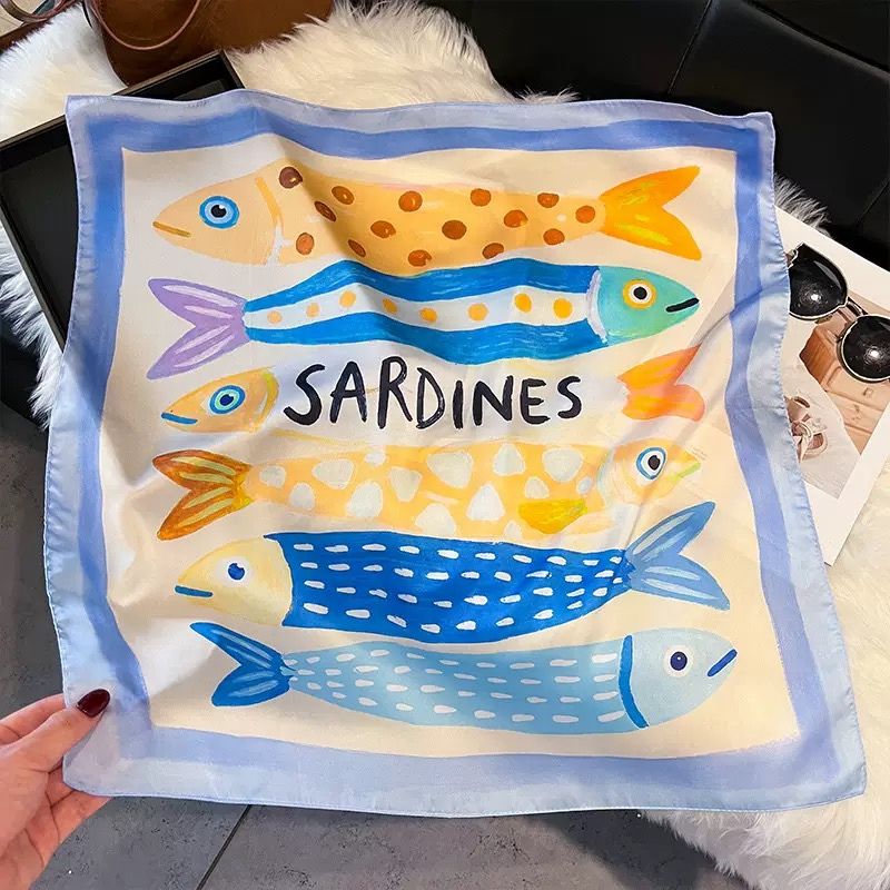 Fashion Fish Pattern Square Si - огляд і ціна Scarf Silk Square